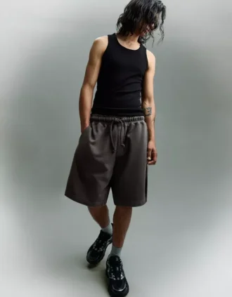 Bermudas de corte largo com lavagem desbotada – Calções e bermudas de ganga