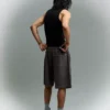 Bermudas de corte largo com lavagem desbotada – Calções e bermudas de ganga