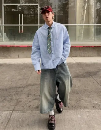 Bermudas de Denim super largas – Calções e bermudas de Denim