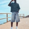 Bermudas largas de Denim – Calções e calções de Denim