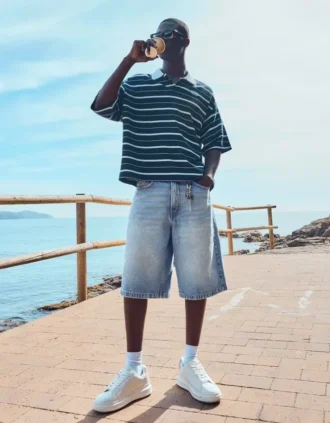 Bermudas largas de Denim – Calções e calções de Denim