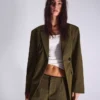 Blazer de riscas com botões duplos – Casacos e gabardinas