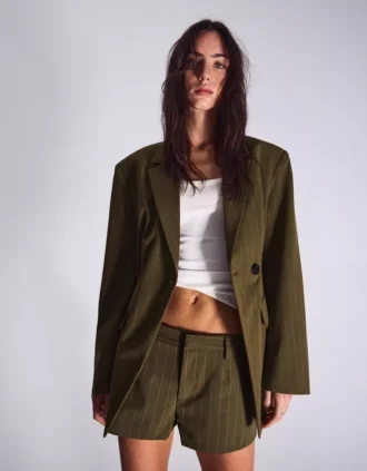 Blazer de riscas com botões duplos – Casacos e gabardinas