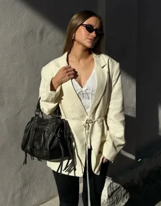 Blazer esvoaçante com cordão – Casacos e gabardinas