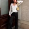 Blusa cruzada estampada