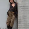 Blusa de manga comprida com lenço cruzado