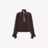 Blusa de manga comprida com lenço cruzado