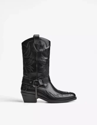 Bota de cowboy com detalhe em corrente – Botins – Homem
