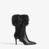 Bota de saltos altos com detalhe em pele – Botins e botins