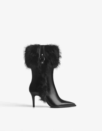 Bota de saltos altos com detalhe em pele – Botins e botins