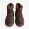 Botins de cano curto com plataforma e forro de pele – Calçado