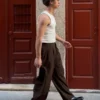 Calças baggy jogger super largas com pregas