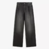 Calças de Jeans de cintura alta, corte Straight e perna Wide Leg – Calças