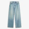 Calças de Jeans de cintura alta, corte Straight e perna Wide Leg – Calças