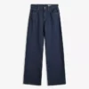 Calças de Jeans de cintura alta, corte Straight e perna Wide Leg – Calças – Mulher