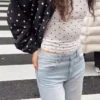 Calças de Jeans de cintura alta, perna Wide Leg e corte Straight
