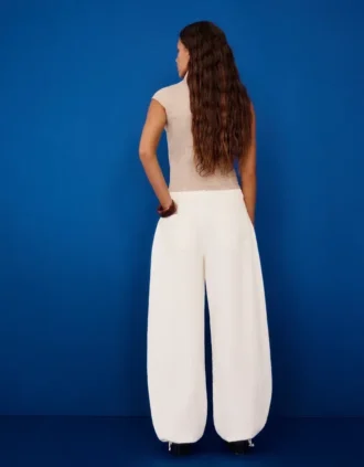 Calças de Jeans de cintura baixa e corte largo tipo balão