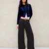 Calças de Jeans de corte Wide Leg e cintura baixa – Calças