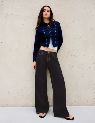 Calças de Jeans de corte Wide Leg e cintura baixa – Calças