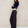 Calças de Jeans de corte Wide Leg e cintura baixa – Calças