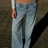 Calças de Jeans de corte Wide Leg e cintura baixa – Calças