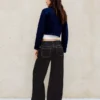 Calças de Jeans de corte Wide Leg e cintura baixa – Calças