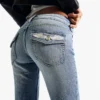 Calças de Jeans largas com bordado e cintura baixa