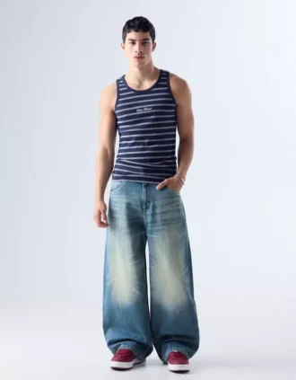 Calças de Jeans largas com fivela nas costas – Jeans