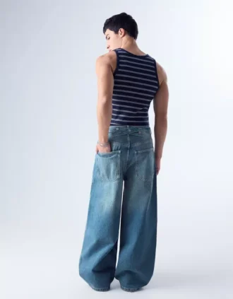 Calças de Jeans largas com fivela nas costas – Jeans