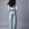 Calças de Jeans largas com tachas em forma de estrela – Calças