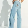 Calças de Jeans largas com tachas em forma de estrela – Calças