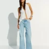 Calças de Jeans largas com tachas em forma de estrela – Calças