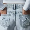 Calças de Jeans largas com tachas em forma de estrela – Calças