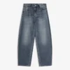 Calças de jeans largas de cintura baixa com padrão de barril