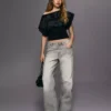 Calças de jeans largas de cintura média