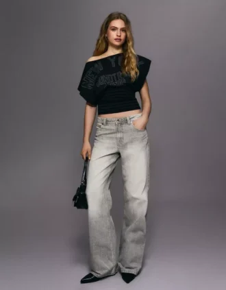 Calças de jeans largas de cintura média