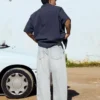 Calças de jeans plissadas de corte largo – Jeans – Homem