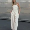 Calças de jeans Wide Leg de cintura baixa e perna larga com pinças