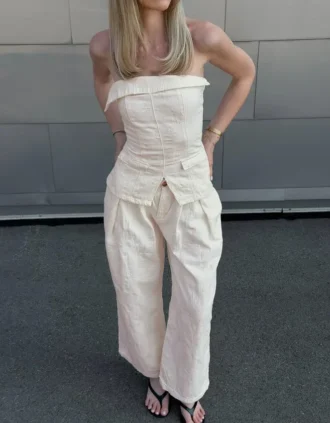 Calças de jeans Wide Leg de cintura baixa e perna larga com pinças