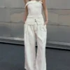 Calças de jeans Wide Leg de cintura baixa e perna larga com pinças