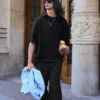 Calças semi-jogger super baggy com pregas