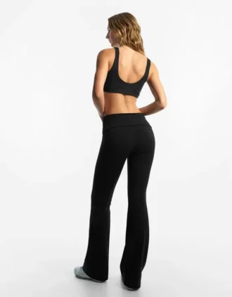 Calças técnicas largas com cintura virada para cima – Calças – Mulher