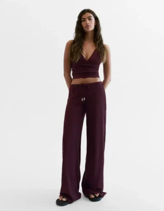 Calças Wide Leg com cintura elástica