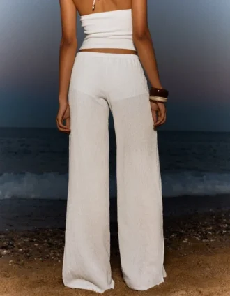 Calças Wide Leg com cintura elástica