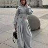 Calças Wide Leg com efeito de neoprene e cordões – #Bershkastyle – Mulher