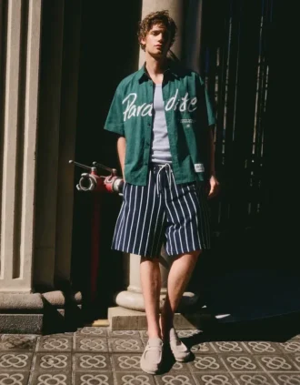 Calções com efeito de toalha às riscas – Bershka Lovers