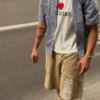 Calções com efeito lavado Aries X Bershka