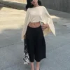 Calções de culotes às riscas – #Bershkastyle – Mulher