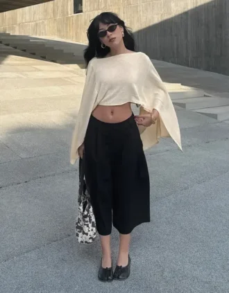 Calções de culotes às riscas – #Bershkastyle – Mulher
