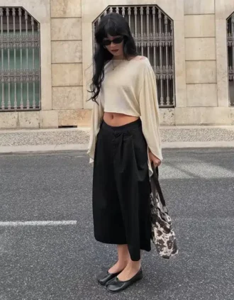 Calções de culotes às riscas – #Bershkastyle – Mulher